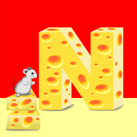 letter N of cheese and mouseのイラスト素材