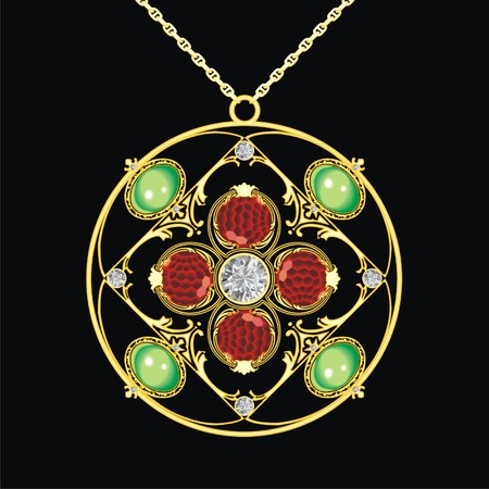 gold medallion with precious stonesのイラスト素材