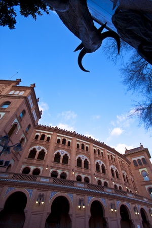 Bullring in Madrid, Las Ventas, situated at Plaza de torros shot from an anusual angle のeditorial素材