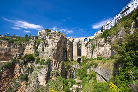 New bridge in Ronda, one of the famous white villages in Andalucia, Spainの写真素材