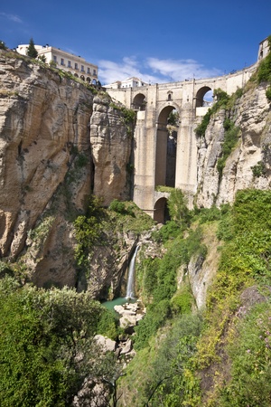 New bridge in Ronda, one of the famous white villages in Andalusia, Spainの写真素材