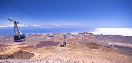 Cable car on the highest peak of Spain - Volcano El Teide, Tenerife, Spainの写真素材