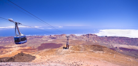 Cable car on the highest peak of Spain - Volcano El Teide, Tenerife, Spainの写真素材