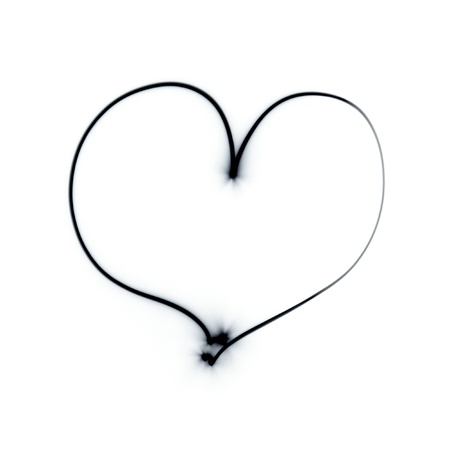 Black heart on the white background の写真素材