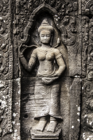 Detail of the ancient stone sculpture in Angkor Wat. Cambodia.の写真素材