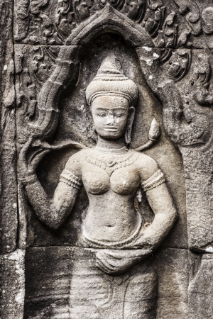 Detail of the ancient stone sculpture in Angkor Wat. Cambodia.の写真素材