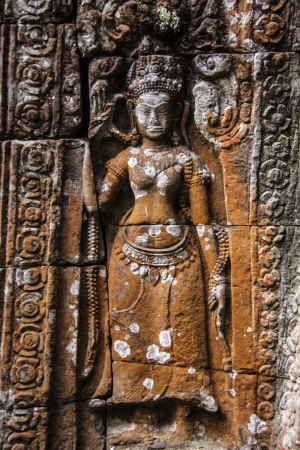 Detail of the ancient stone sculpture in Angkor Wat. Cambodia.の写真素材