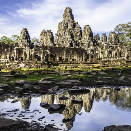 Bayon temple in the afternoon sun, Angkor Wat, near Siem Reap, Cambodia, South East Asia.の写真素材