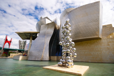 Exterior of Guggenheim museum in Bilbao, Basque, Spainのeditorial素材