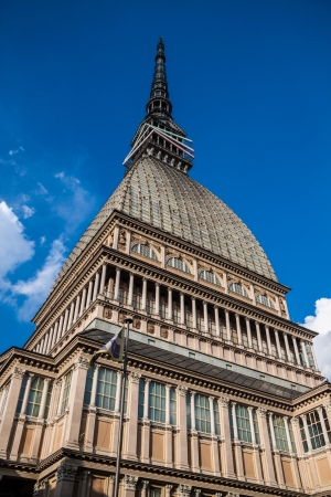 The Mole Antonelliana is a major landmark building in Turin, Italy. It is named for the architect who built it, Alessandro Antonelli. Originally conceived of as a synagogue, it now houses the National Cinema Museum.のeditorial素材
