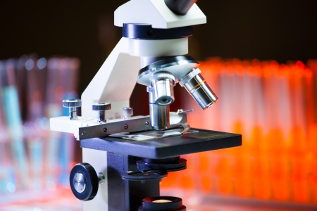 Close up of microscope lenses.の写真素材