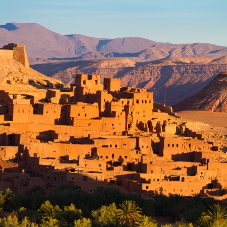 Ait Benhaddou,fortified city, kasbah or ksar, along the former caravan route between Sahara and Marrakesh in present day Morocco. It is situated in Souss Massa Draa on a hill along the Ounila River.のeditorial素材