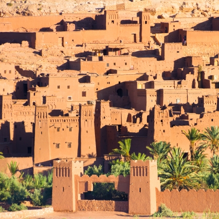 Ait Benhaddou,fortified city, kasbah or ksar, along the former caravan route between Sahara and Marrakesh in present day Morocco. It is situated in Souss Massa Draa on a hill along the Ounila River.のeditorial素材