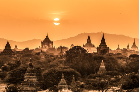 Temples of Bagan an ancient city located in the Mandalay Region of Burma, Myanmar, Asia の写真素材