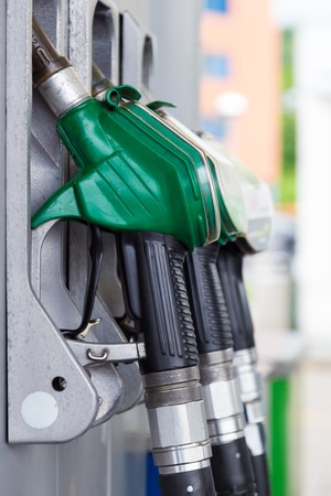 Detail of a fuel pump in a gas stationの写真素材
