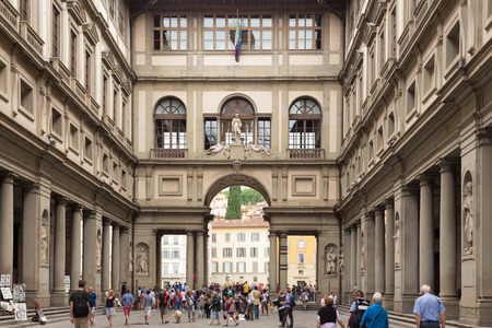 Florence, Italy - June 15  The Uffizi Gallery is main museum in Florence, and among oldest and most famous art museums of Europe  Shot on June 15th, 2014, Florence, Italy のeditorial素材