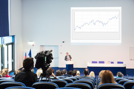 Business Conference and Presentation  Audience at the conference hall  Television broadcasted press...