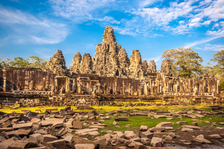 Bayon temple in the afternoon sun, Angkor Wat, near Siem Reap, Cambodia, South East Asia.の写真素材