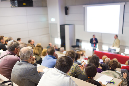Faculty lecture and workshop. Audience at the lecture hall. Academic education.の写真素材