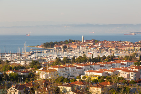 Picturesque old town and of Izola - Slovenian adriatic coast.の写真素材