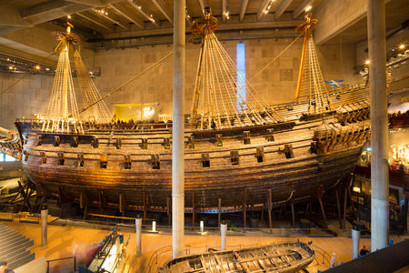 Stockholm, Sweden - June 6, 2015: The Vasa Museum in Stockholm, displays the Vasa ship, fully recovered 17th century viking warship, on June 6, 2015.のeditorial素材