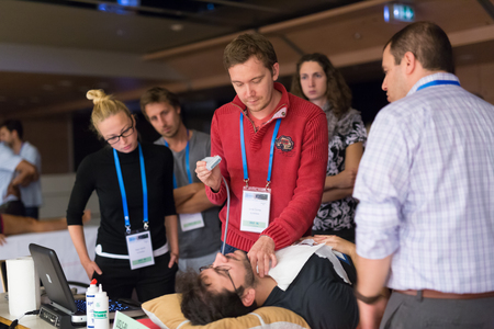 Ljubljana, Slovenia - Sept 7: Participants learning new techniques, approaches and use of ultrasound in medicine on 12th Winfocus world congress on 7th of September, 2016 in Ljubljana, Slovenia.のeditorial素材