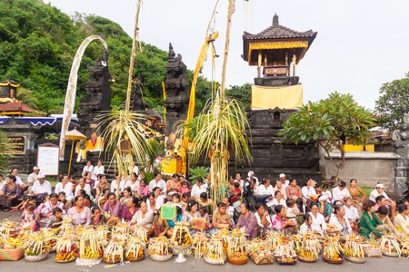 Bali, Indonesia - Feb 2, 2012 - Hari Raya Galungan and Umanis Galungan holiday fesival parade - the days to celebrate the victory of Goodness over evil, on February 2nd 2012 on Bali, Indonesia.のeditorial素材