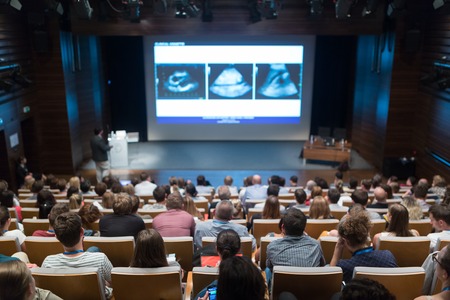 Ljubljana, Slovenia - Sept 8: Medical expert giving a talk on diagnostics in medicine on 12th Winfocus world congress on 8th of September, 2016 in Ljubljana, Slovenia.のeditorial素材