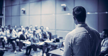 Speaker Giving a Talk at Business Conference and Presentation.