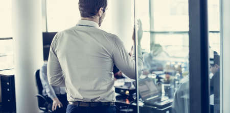 Team leader making presentation on corporate business meeting.の写真素材