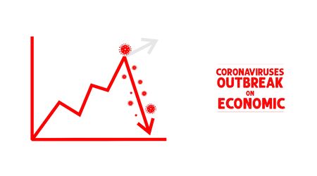 Corona virus effect conceptual illustration on economic fall downの写真素材