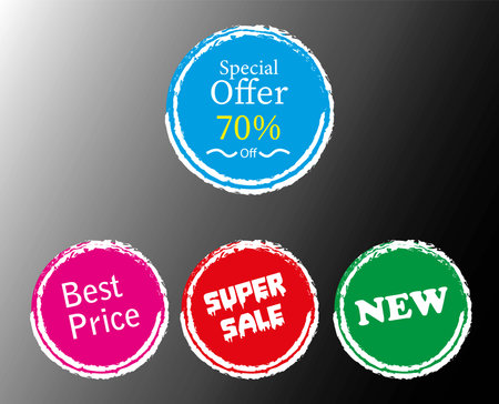 Vector set of stickers with inscriptions on the theme of sale.のイラスト素材