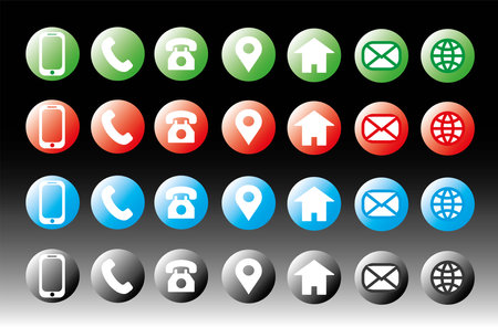 Set of communication icons in the form of buttons. Vector illustration.のイラスト素材
