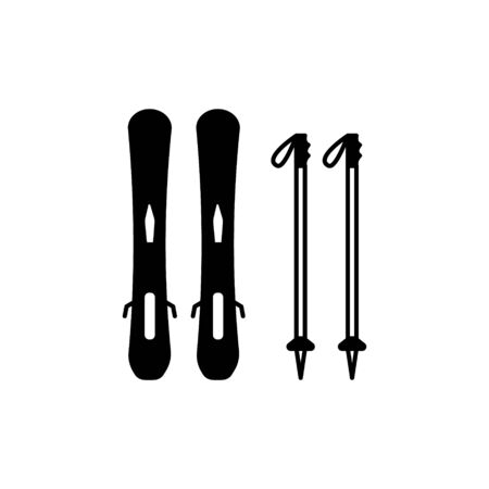 Snow ski and a stick icon. Simple winter games icon. Can be used as web element, playing design iconのイラスト素材