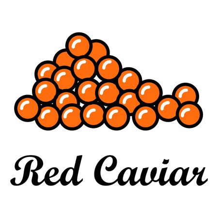 Red caviar flat line icon. Canned fish eggs, appetizer vector illustrations. Outline signs for seafood store.のイラスト素材