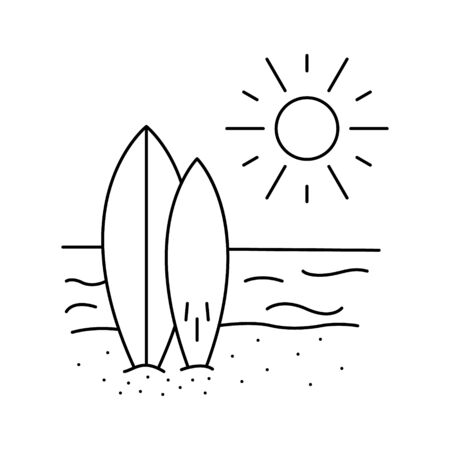 urfboards on the ocean beach のイラスト素材