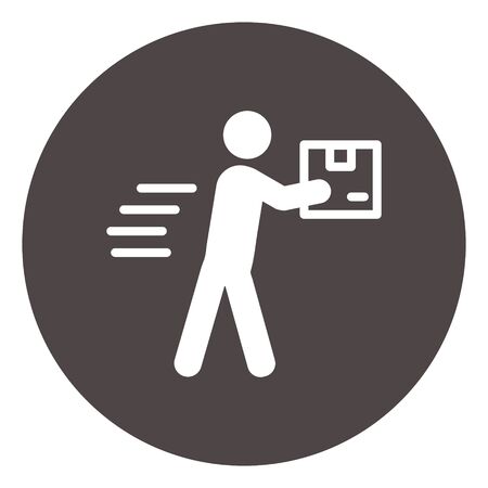 Delivery service vector icon. Running man. Courier. Delivery man service, order, 24 hour, fast and free shipping.のイラスト素材