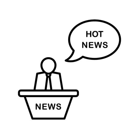 Breaking news, reporter line icon on a white background. Editable strokeのイラスト素材