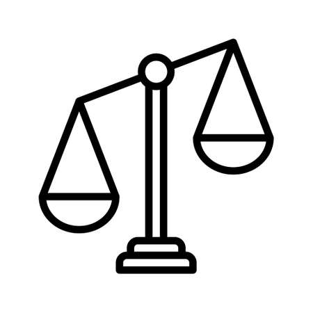 Libra line icon. Weigher for justice and arbitrate or Libra outline logo vector. Editable stroke.のイラスト素材