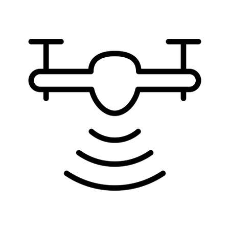 Quadcopter, Drone aerial camera icon. Vector Illustration. Outline vector icon for web design isolated on white background.のイラスト素材