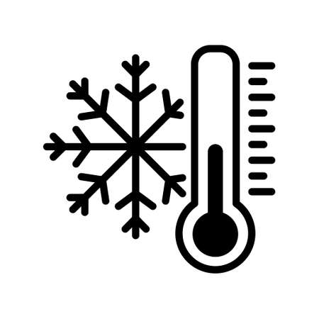 Thermometer with snowflake line icon isolated on the white background.のイラスト素材
