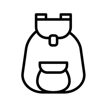 Hiking Backpack flat line icon. Touristic camping bag, school, knapsack, sack vector illustrations.のイラスト素材