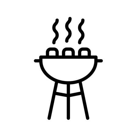 BBQ and grill flat line icon. Picnic and outdoor cooking vector illustrations.のイラスト素材