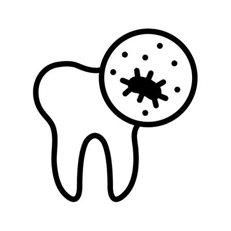 Tooth flat line icon. Dental care, Dentistry symbol, stomatology services. Outline sign for mobile concept and web design, store.のイラスト素材