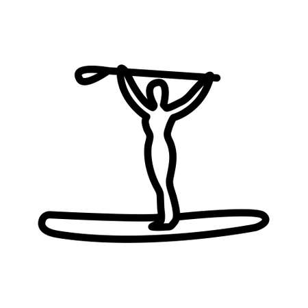 Stand up paddle surfing flat line icon. Paddleboarding, SUP fitness. Outline sign for mobile concept and web design, store.のイラスト素材