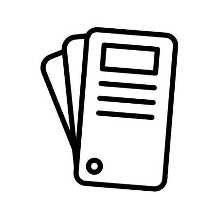 Brochure flat line icon. Booklet, flyer, leaflet, catalog isolated on white background. Outline sign for mobile concept and web design, store.のイラスト素材