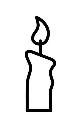 Candle flat line icon. Christmas candles isolated on white background. Outline sign for mobile concept and web design, store.のイラスト素材