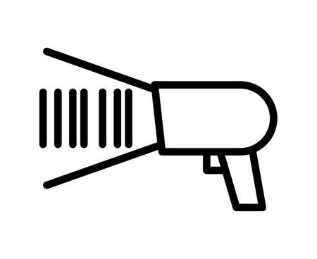 QR Code flat line icon. Wireless RFID chip and radio-frequency identificationscanner, package code, barcode. Outline sign for mobile concept and web design, store.のイラスト素材