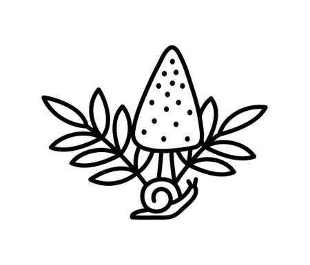 Mushrooms flat line icon. Poisonous and edible mushroom symbol. Outline sign for mobile concept and web design, store.のイラスト素材