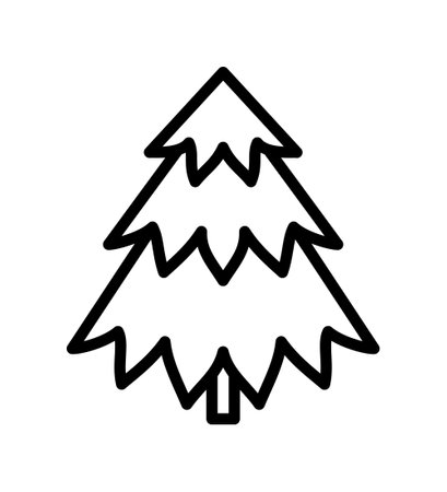 Forest tree flat line icon. Christmas tree, spruce, pine symbol. Outline sign for mobile concept and web design, store.のイラスト素材